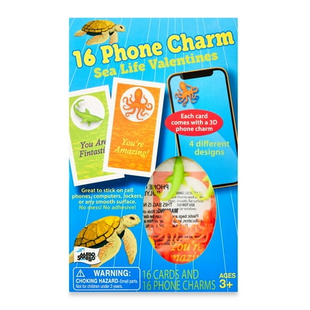 Mello Smello Valentine's Day Phone Charm Sea Life Valentines Kiddie Cards, 16CT