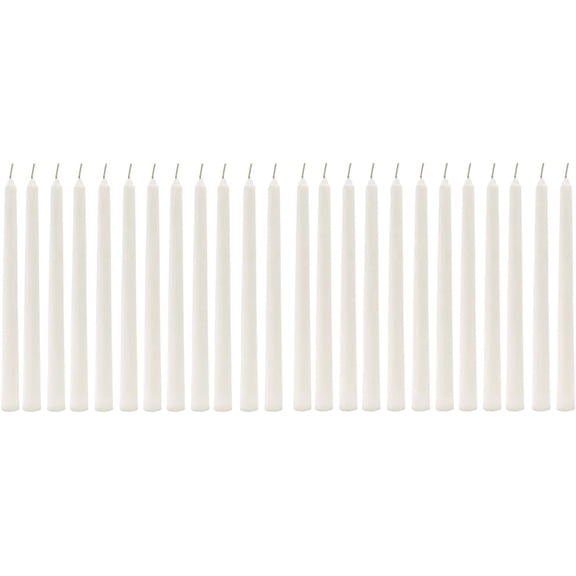 Hosley 24-Pack Unscented 10-Inch Ivory Taper Candles, Paraffin Wax for Home Décor, Dining, Weddings and Parties