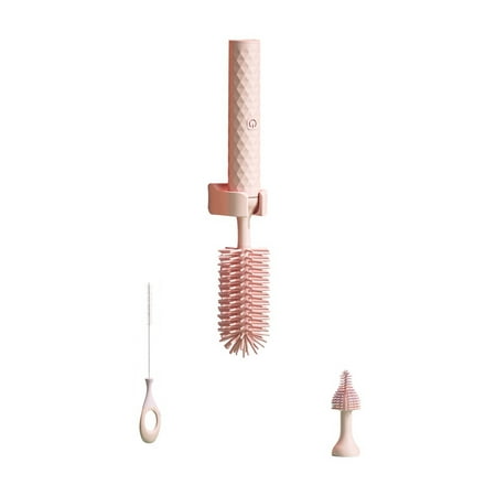 

Mamild Eletric Bottle Brush Cleaner with 2 Head and Straw Brush Waterproof Cordless Water Bottle Pink