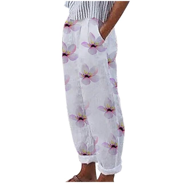Pantalones largos con estampado de bolsillo suelto informal de verano para mujer a la moda Fridja alkflakhf33062