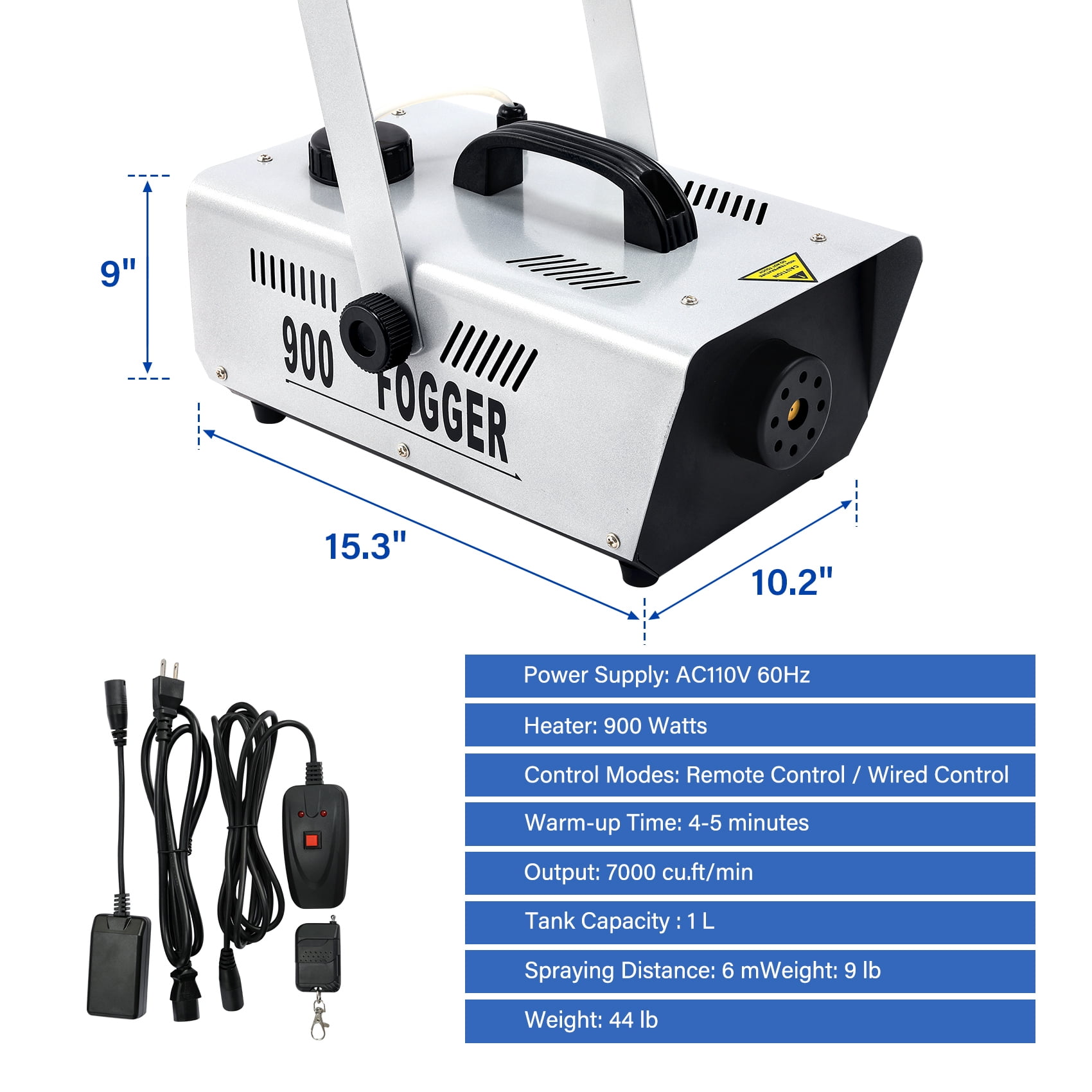 TCFUNDY 900W Fog Machine 5000cu.ft/min Fogger Smoke Maker with Wireless Remote Controller