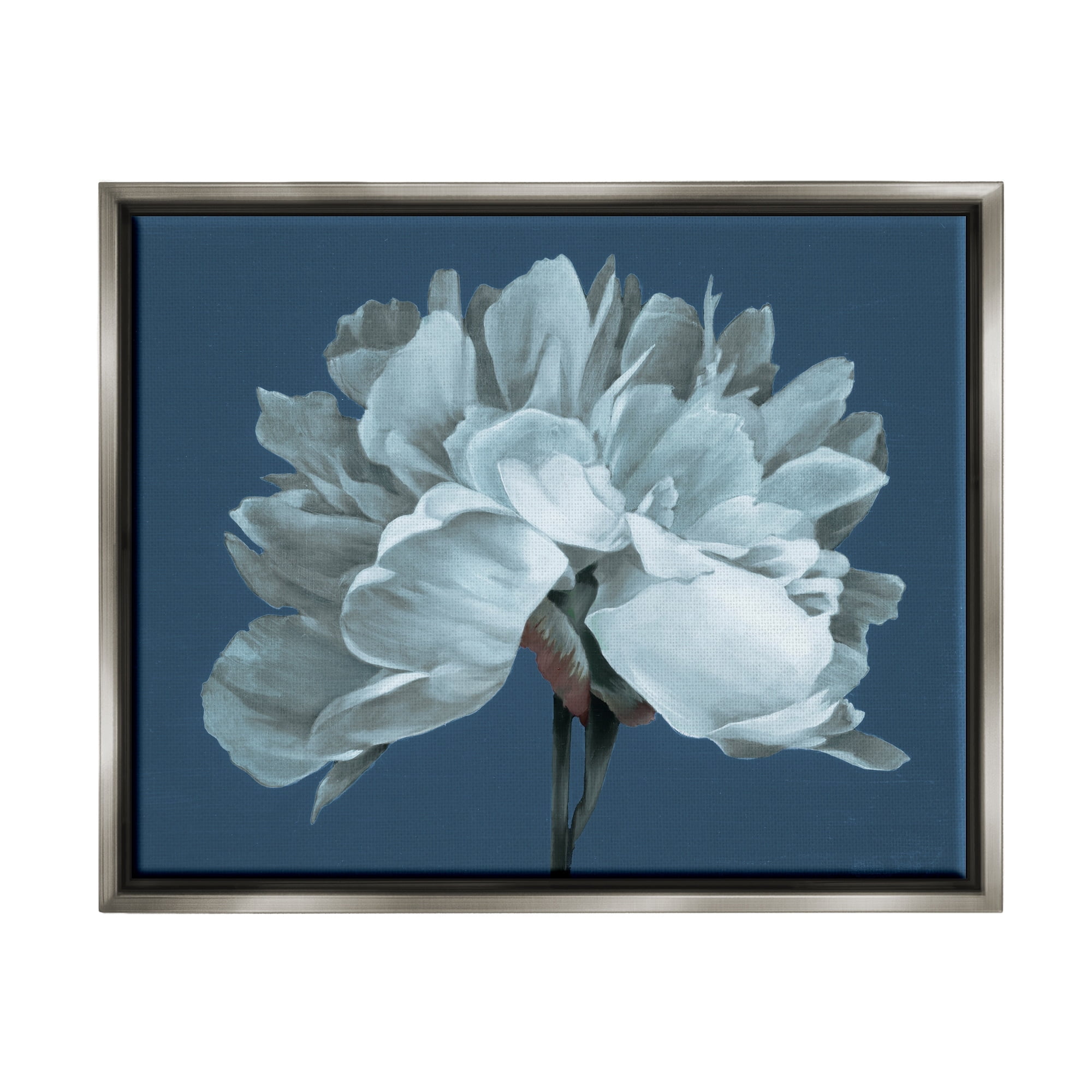 Stupell Industries Contemporary White Bloom Single Flower Sprig Graphic Art Luster Gray Floating Framed Canvas Print Wall Art, Design by Liz Jardine