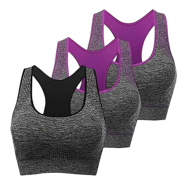 FAIWAD Women's 3 Pack Racerback Workout Tank Tops Basic No Underwire Athletic Stretch Padded Bralettes