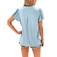 thumbnail image 6 of Liacowi Women Shirt Short Sleeves V Neck Solid Color Casual Party Street Summer Tops, 6 of 7