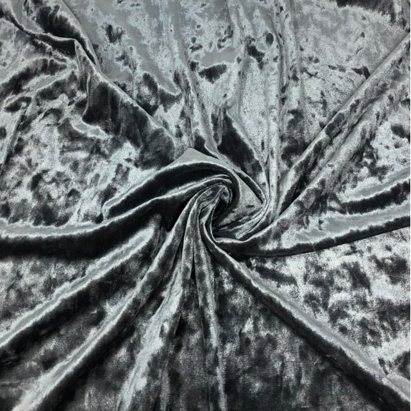 Charcoal Crushed Stretch Velvet Solid