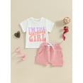 thumbnail image 3 of Hirigin Toddler Baby Boy First Birthday Outfit Letter Print Short Sleeve T Shirt Top and Solid Shorts 2 Piece Summer Clothes, 3 of 8