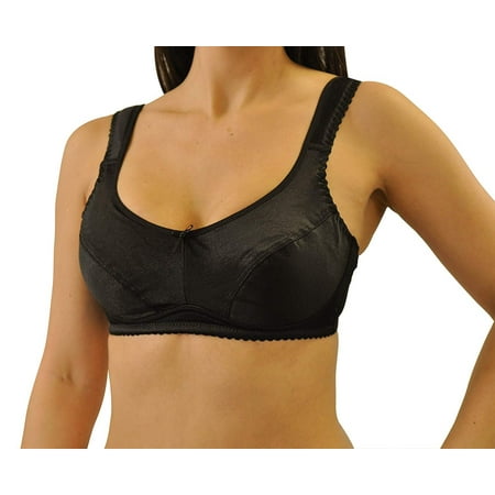 Nearly Me Jenna Wide Strap Pocket Mastectomy Bra - 44B - Black