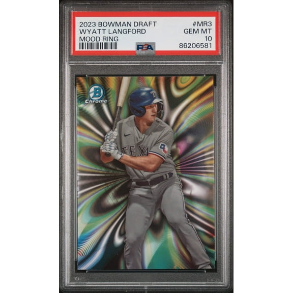 Graded 2023 Topps Bowman Draft Wyatt Langford #MR3 Mood Ring Rookie RC Baseball Card PSA 10 Gem Mint