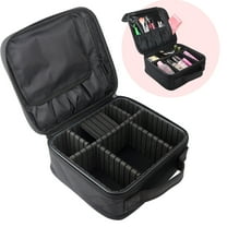EXHUMKY 1Set Makeup Train Case Black Polyester Fiber Waterproof for Traveling Professionals