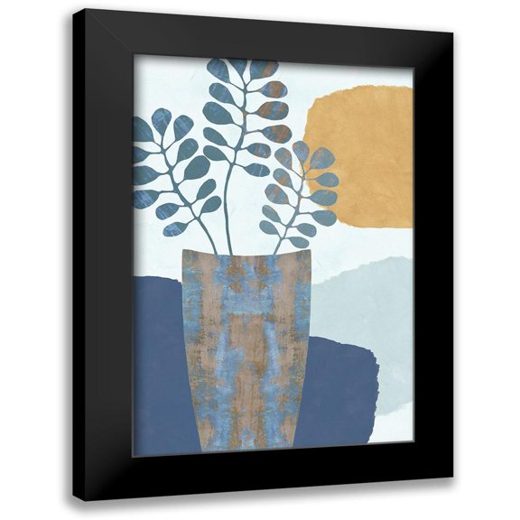 Kouta, Flora 11x14 Black Modern Framed Museum Art Print Titled - Indigo Yellow Still Life III