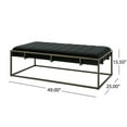 thumbnail image 3 of Upholstered Velvet Ottoman Bench with Brass Finish, Black, 3 of 9