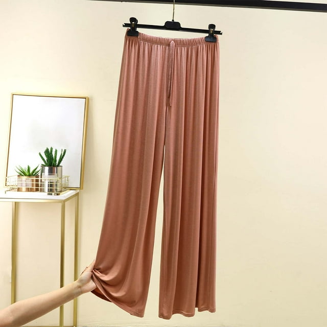 asjyhkr Womens Wide Leg Pants Loose Fitting Soft Comfy Modal Sleep Pants Summer Lounge Trousers