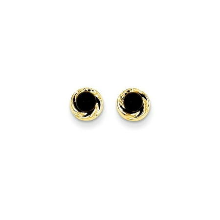 Gold Tone Onyx Earrings - 14k Black Onyx Gold Wreath Post Stud Earrings Holiday Gifts For Women For Her