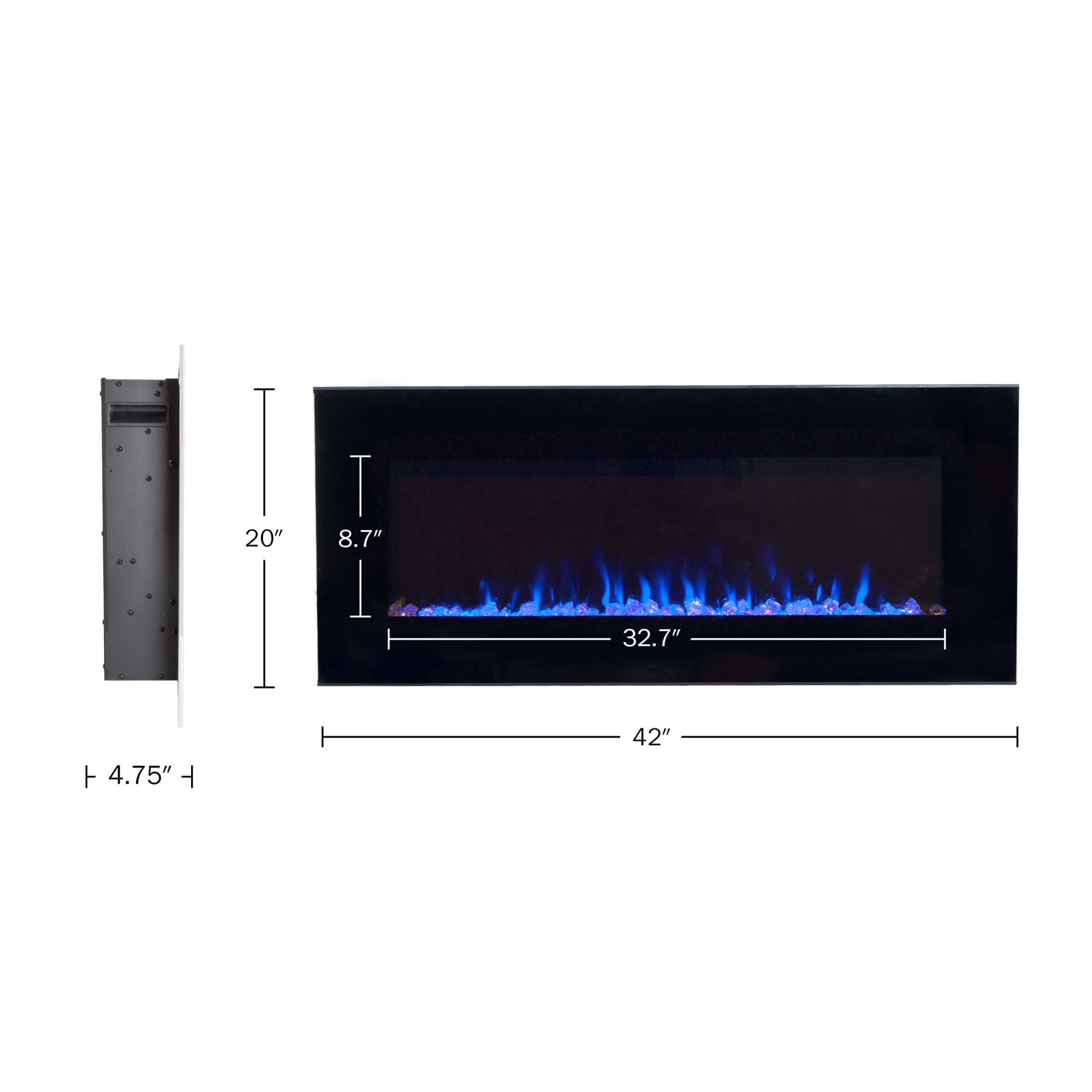 Northwest 42-Inch Modern Wall-Mount Electric Fireplace with Remote (Black)