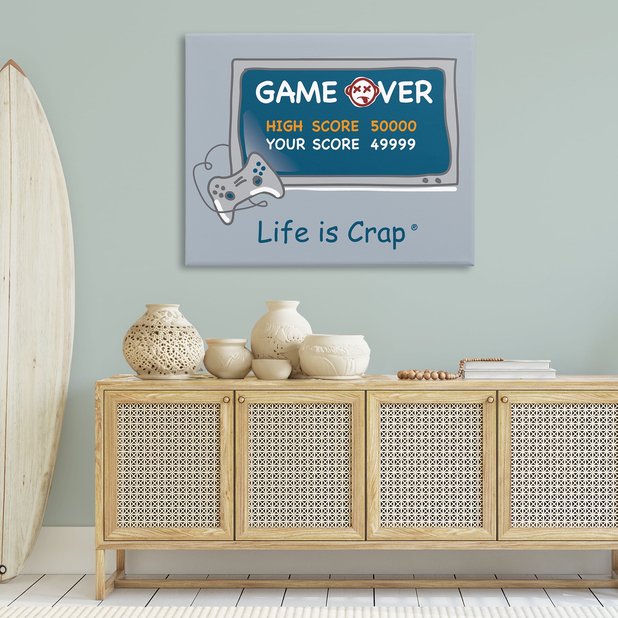 Stupell Industries Close Score Game Over Novelty & Humor Painting Wrapped Canvas Art Print Wall Art, 48 x 36