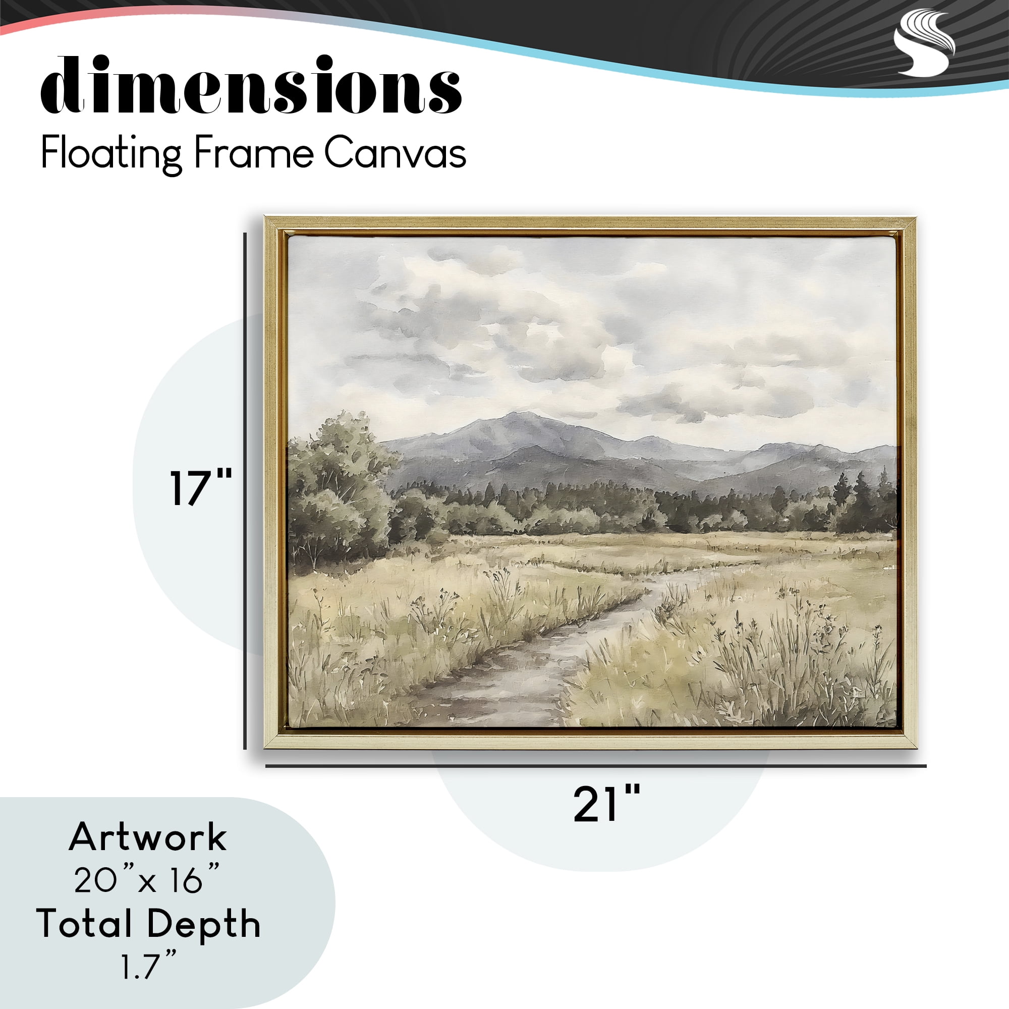 Stupell Industries Muted Pathway to Mountains Gold Framed Floater Canvas Wall Art, design by Riley B