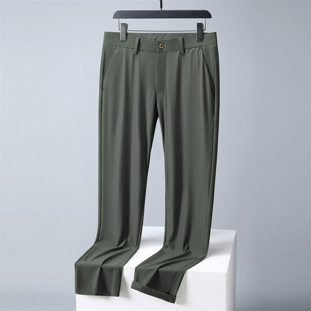 ylioge Dress Pants for Men with Pockets Lightweight Straight Leg Business Work Trousers Quick-Drying Solid Color Mid Waisted Cooling Workout Golf Pant