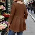 thumbnail image 5 of ClodeEU Women's Plus Size Crochet Lace Round Neck Top,Asymmetric Hem Long/3/4 Sleeve Blouse Coffee,Womens Plus XXL, 5 of 7