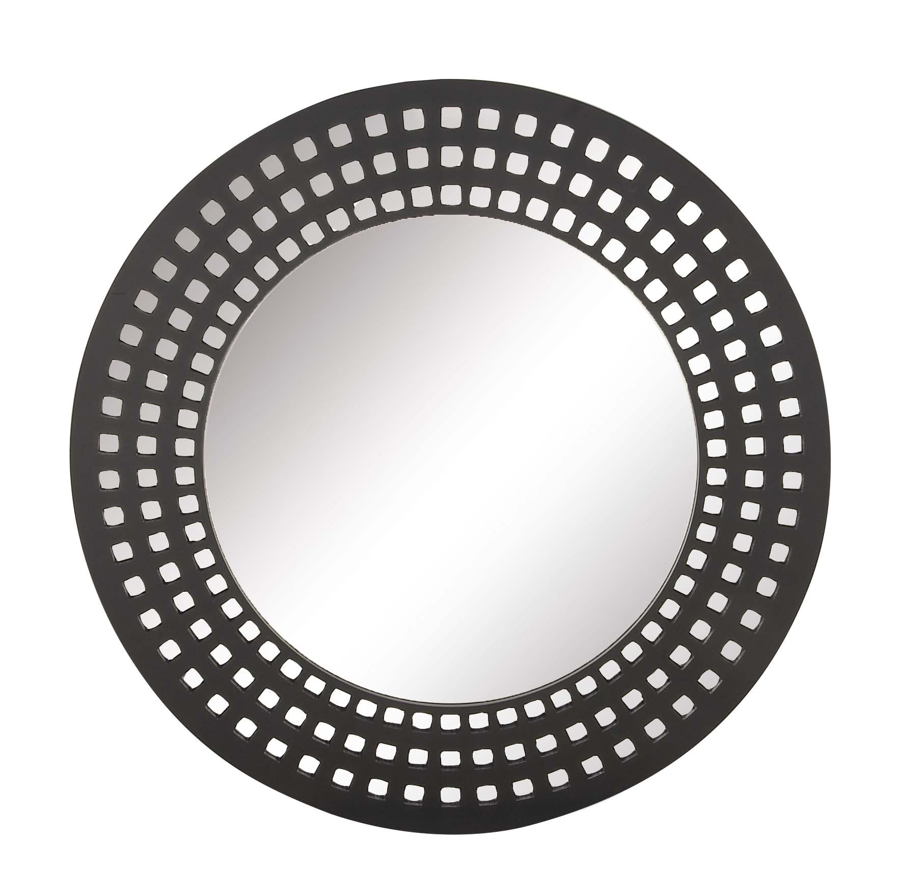 Decmode Modern 31 Inch Round Black Wooden Framed Wall Mirror With