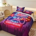 thumbnail image 6 of Koniroom Gamer Comforter Sets Full Size for Boys, Kids Room Decor Soft Reversible Gaming Comforter Set, 3 Pieces All Season Bedding Set, Black Purple, 6 of 7