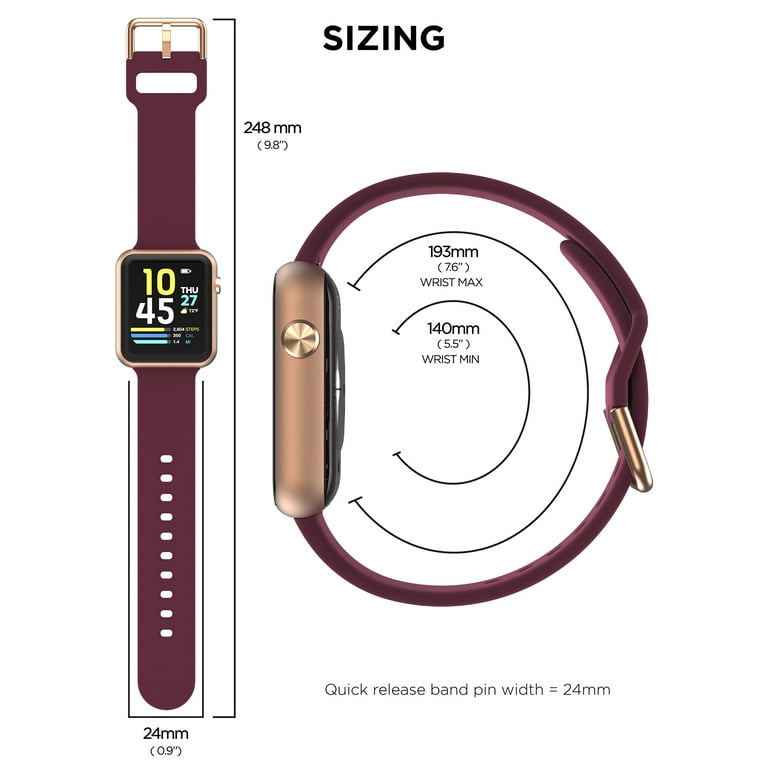 iTech Fusion 3 Unisex Adult Rectangular Smart Watch Burgundy Silicone Strap