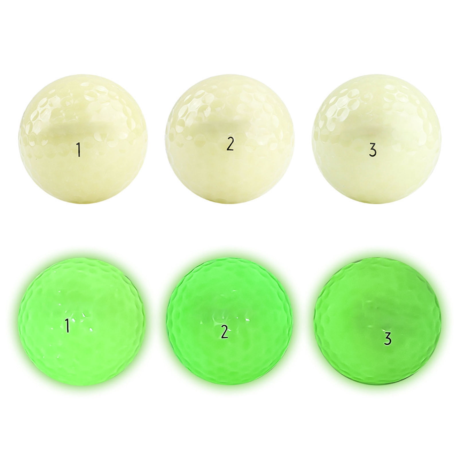 BIMZUC 6pcs Glow Golf Balls for Night Sports, Luminous Fluorescent Golf Ball, 1.68 inches / 42.7 mm