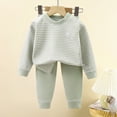 thumbnail image 2 of KPOPLK Kids Girls Clothes Pjs Teen Girl Graphic Tee Tops and Pants Pajamas Winter Fall Toddler Long Sleeve Jammies with Pockets Size 6-12 Months,Light Green, 2 of 5