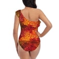 thumbnail image 5 of Picia Autumn Leaf Pattern Women's One Piece Swimsuits,One Shoulder Swimwear Asymmetric ,Ruffle Monokinis Bathing Suits,High Waisted Flattering Bathing Suits-Medium, 5 of 8