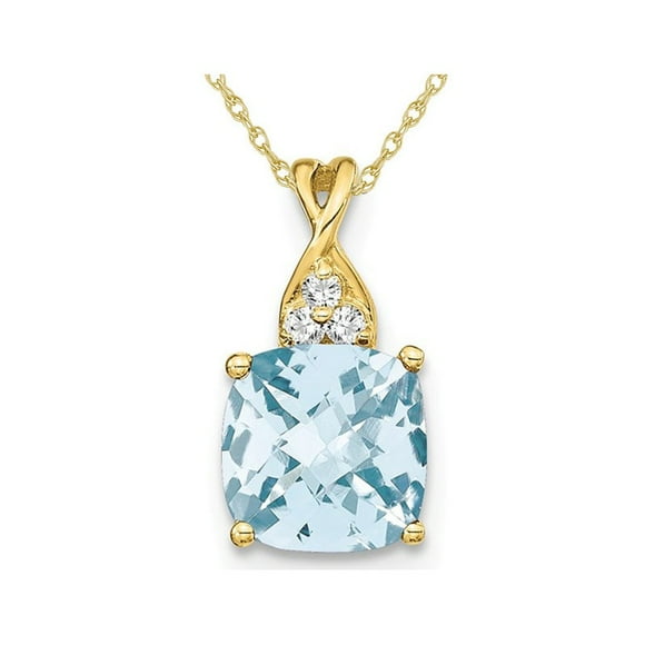 1.70 Carat (ctw) Natural Aquamarine Pendant Necklace in 14K Yellow Gold with Chain