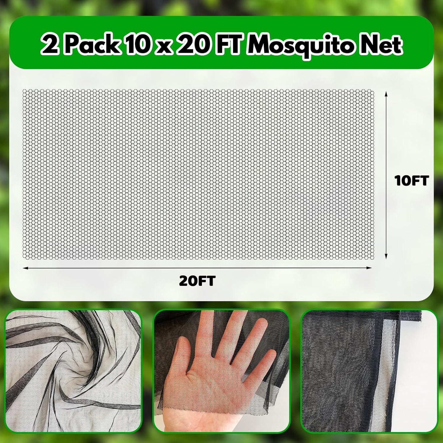 2 Pack 10 x 20 FT Mosquito Netting,Garden Mesh Netting Barrier,Balcony Privacy Screen Plant Covers for Patio Vegetables Fruits Flowers Protection
