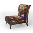 thumbnail image 3 of Designart "Hyperrealistic Rainbow Peony with Liquid Gold Drips II" Multicolor Flower Upholstered Accent Chair - Modern Arm Chair For Living Room, 3 of 7