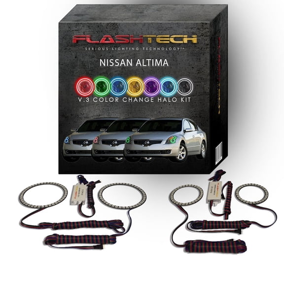 Flashtech RGB Multi Color Changing LED Halo kit for 2007-2009 Nissan Altima Headlights