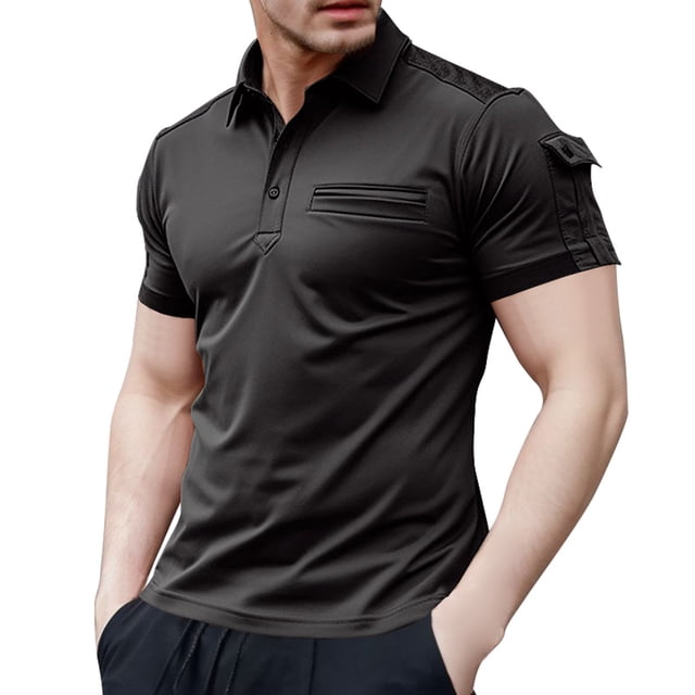 YDLCAFD Men's Casual Zipper Turn Down Collar Blouse Short Sleeve Raglan Sleeve Tops Shirt