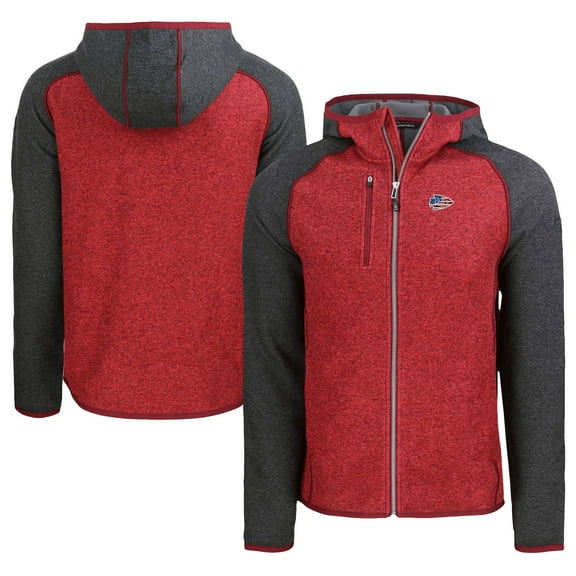 Men's Cutter & Buck Heather Red/Heather Charcoal Kansas City Chiefs  Americana Mainsail Full-Zip Hooded Jacket