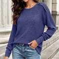 thumbnail image 5 of Yeaiivve Womens Long Sleeve Ribbed Knit Blouse Crew Neck Button Shoulder Pullover Sweaters Dressy Business Work Knitted Shirts 2026 Fall Fashion Clothes M Purple, 5 of 8