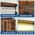 thumbnail image 6 of Homieasy Bar Cabinet with Power Outlets, 67" Tall Wine Cabinet Liquor Cabinet with LED Lights and Glass Holder, Coffee Bar Station for Kitchen, Dining Room, Living Room, Rustic Brown, 6 of 6