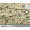 thumbnail image 2 of Soimoi Beige Rayon Fabric Leaves & Azalia Floral Print Fabric by Yard 56 Inch Wide, 2 of 3