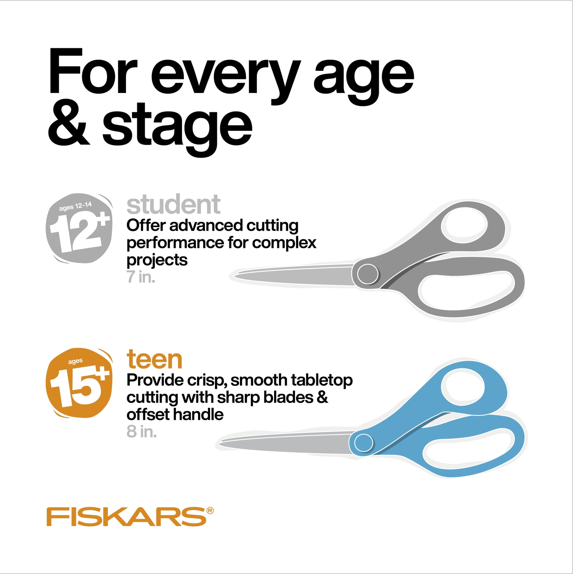 Fiskars 8 Graduate Scissors Adult Sized Multiple Colors (1, 6, 10, or 20  Pack)