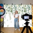 thumbnail image 2 of 10x8ft Photo Backdrop, Sage Green Eucalyptus Leaves Soft Polyester Backdrop Curtains Photography Backdrops, Spring Floral Weeping Botanical Brushed Background for Photoshoots Studio Video Portrait, 2 of 9