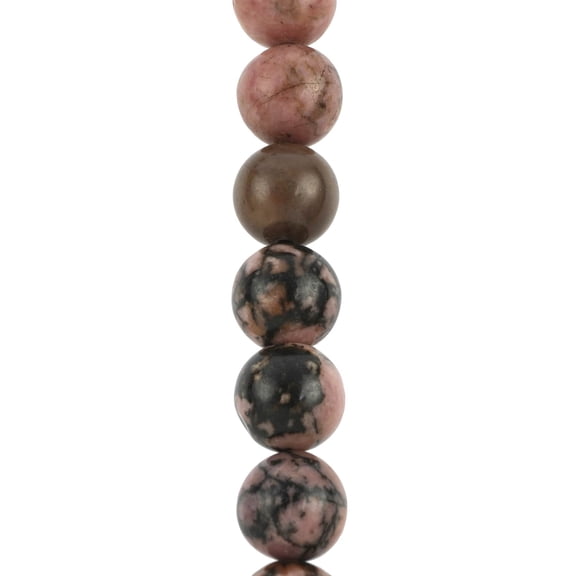 Bead Landing Rhodonite Round Beads, 12 Pack