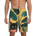 thumbnail image 3 of Lsque Cat Hiding In Potted Plants Mens Sleep Pajama Shorts,Short Pajama Pants, Cotton Ultra-Soft Knit-Large, 3 of 9