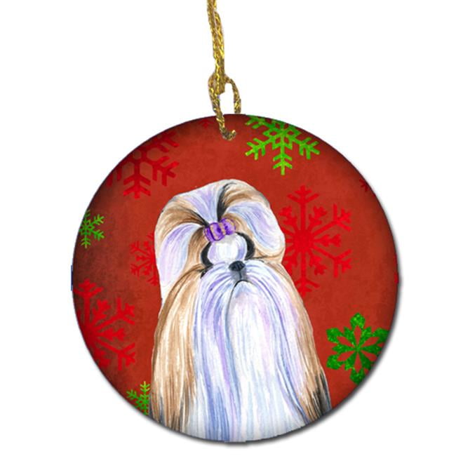 Carolines Treasures SS4672-CO1 Shih Tzu Red Snowflakes
