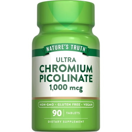 Ultra Chromium Picolinate | 1000mcg | 90 Tablets | Non-GMO, Gluten Free and Vegan | by Nature's Truth