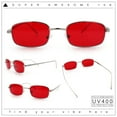 thumbnail image 4 of Mens Small Snug Narrow Rectangular Pimp Metal Rim Sunglasses Silver - Red, 4 of 9