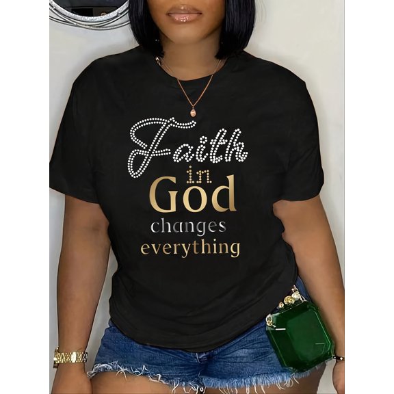 Christian Women T-Shirt Faith In God Church Worship Top