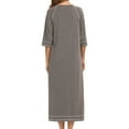 thumbnail image 4 of Women Zipper Robe 3/4 Sleeves Loungewear Nightgowns Full Length Sleepwear Pockets Housecoat Long Soft Bathrobe PJs, 4 of 7
