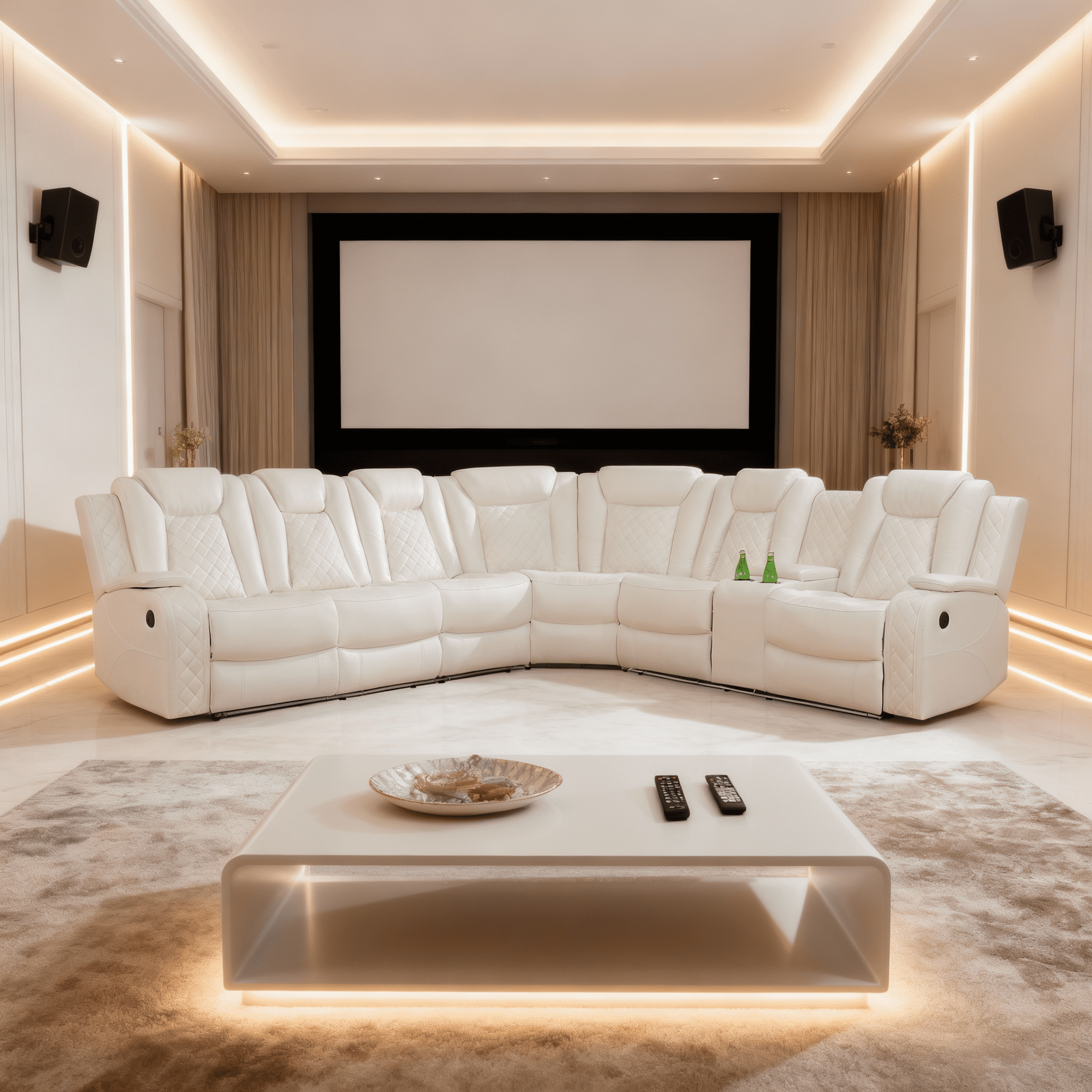Gewnee Air Leather Oversized Power Recliner Sectional Sofa with 1-Seat Sofa Cup Holder for Living Room Home Office Theater Room