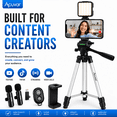 thumbnail image 3 of Acuvar Vlogging Kit For iPhone Android And Cameras With Wireless Microphone, 50 Inch Tripod, LED Light And Remote For Streaming And Content Creation, 3 of 9