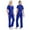 Blue, variant on Bosfbaoi Women Nursing Uniform Sets 2 Piece Scrub Set V-Neck Short Sleeve Top Straight Leg Pants Multi-pocket Medical Uniform Sets