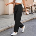 thumbnail image 4 of cocolona Womens Summer Casual Loose Joggers Solid Color Elastic Waist Workout Gym Beach Trousers with Pocket, 4 of 5